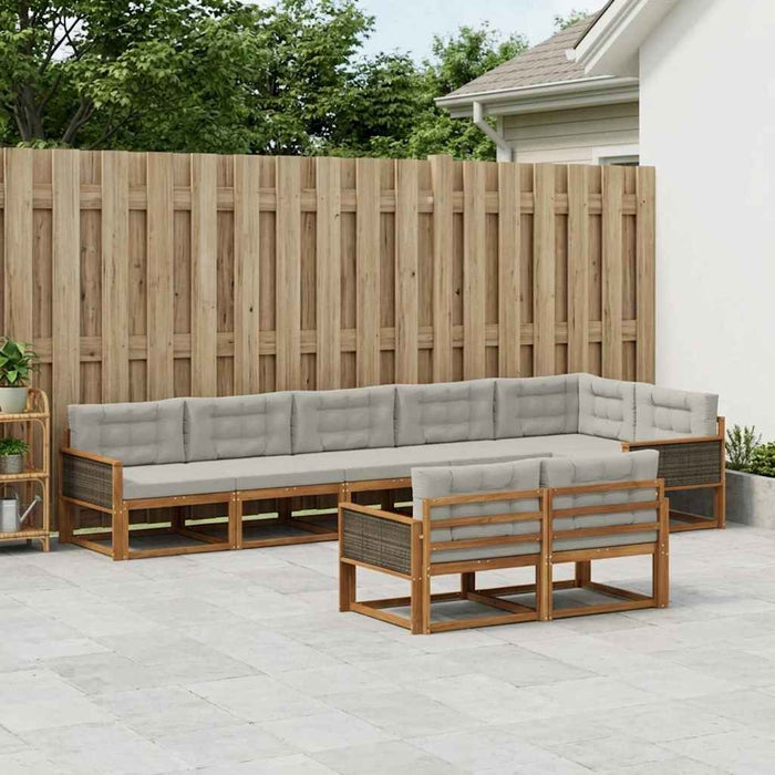 Set de canapele de exterior 8 pcs Natural și Gri deschis WALTI