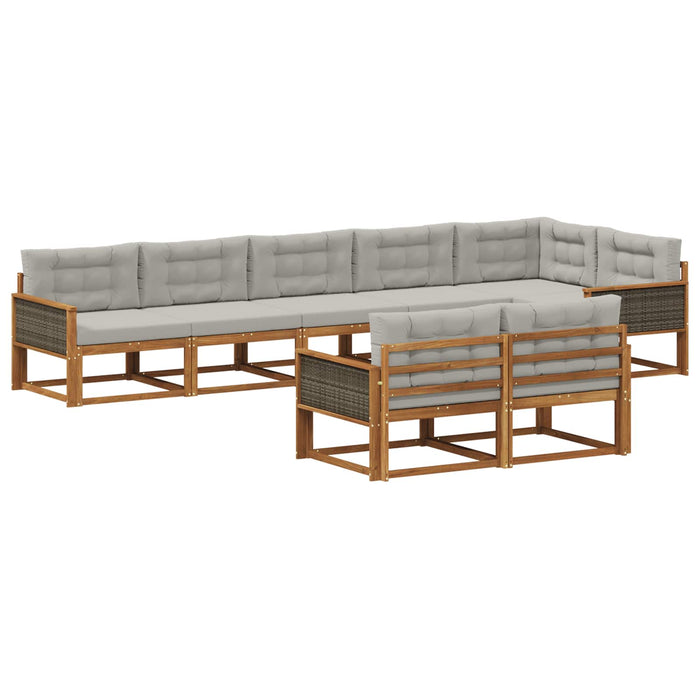 Set de canapele de exterior 8 pcs Natural și Gri deschis WALTI