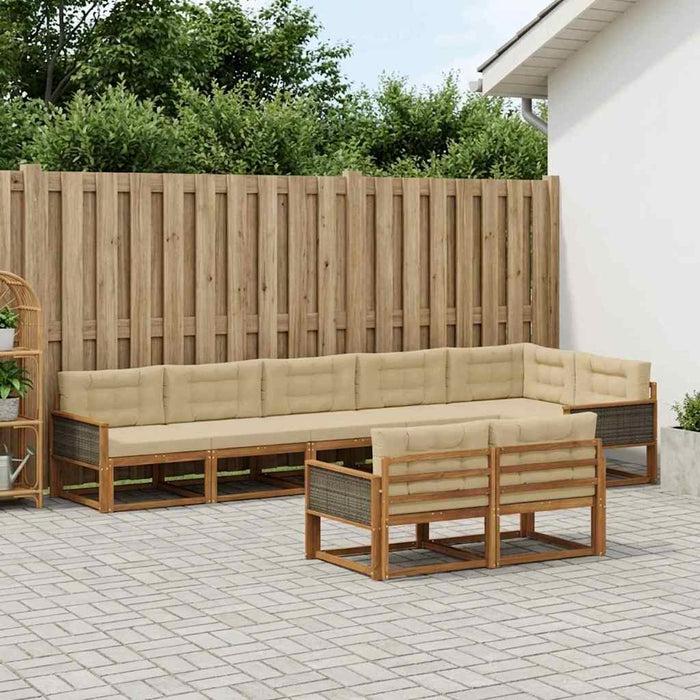 Set de canapele de exterior 8 pcs Natural și Bej WALTI