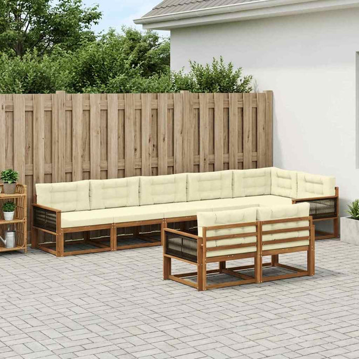 Set de canapele de exterior 8 pcs Natural și Crem WALTI