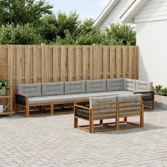 Set de canapele de exterior 8 pcs Natural și Gri deschis WALTI