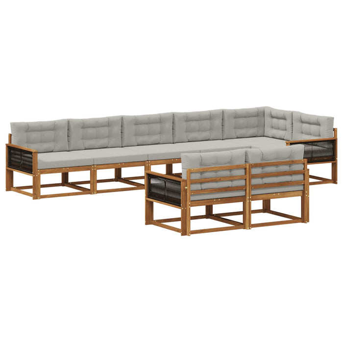 Set de canapele de exterior 8 pcs Natural și Gri deschis WALTI
