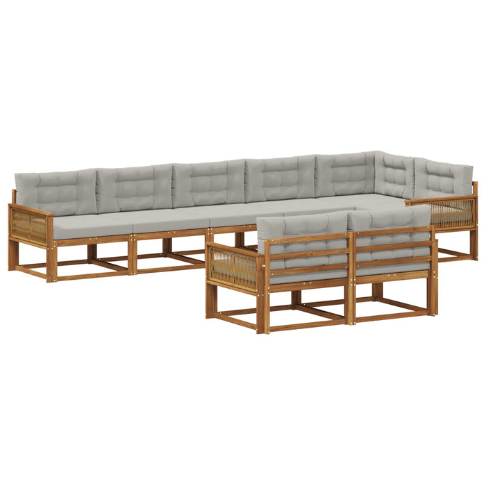 Set de canapele de exterior 8 pcs Natural și Gri deschis WALTI