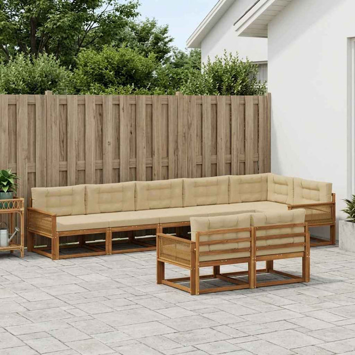 Set de canapele de exterior 8 pcs Natural și Bej WALTI