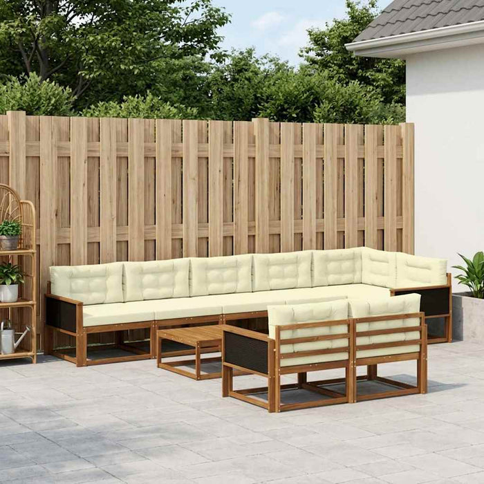 Set de canapele de exterior cu pernă 9 pcs Natural și Crem WALTI