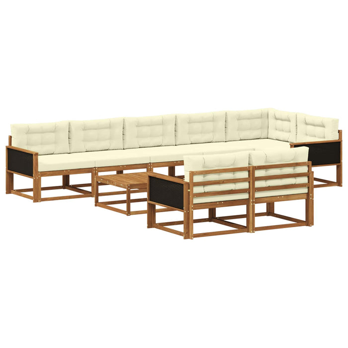 Set de canapele de exterior cu pernă 9 pcs Natural și Crem WALTI
