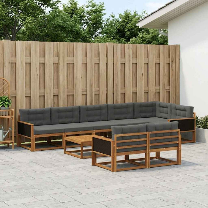 Set de canapele de exterior cu pernă 9 pcs Natural și Antracit WALTI
