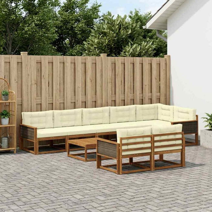 Set de canapele de exterior cu pernă 9 pcs Natural și Crem WALTI