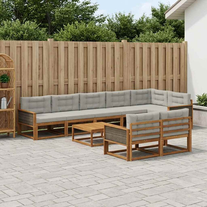 Set de canapele de exterior 9 pcs Natural și Gri deschis WALTI