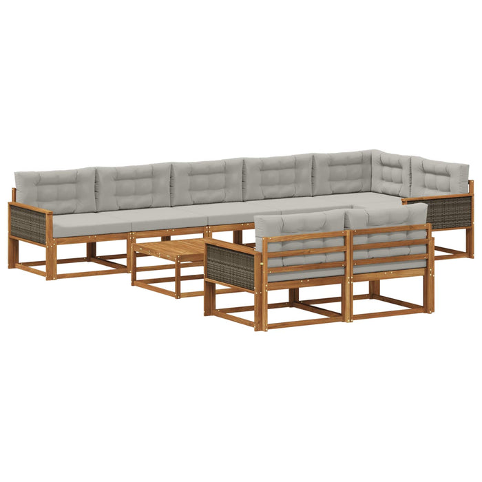Set de canapele de exterior 9 pcs Natural și Gri deschis WALTI
