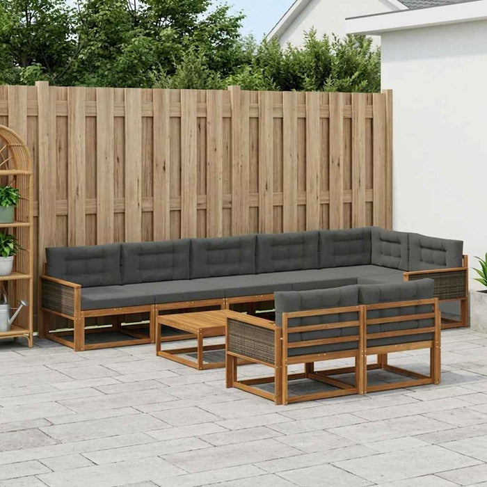 Set de canapele de exterior cu pernă 9 pcs Natural și Antracit WALTI