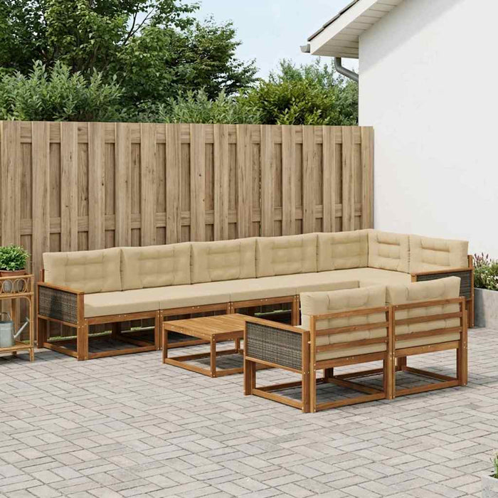 Set de canapele de exterior cu pernă 9 pcs Natural și Bej WALTI