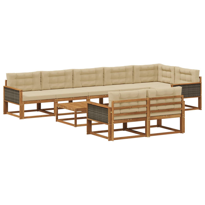 Set de canapele de exterior cu pernă 9 pcs Natural și Bej WALTI