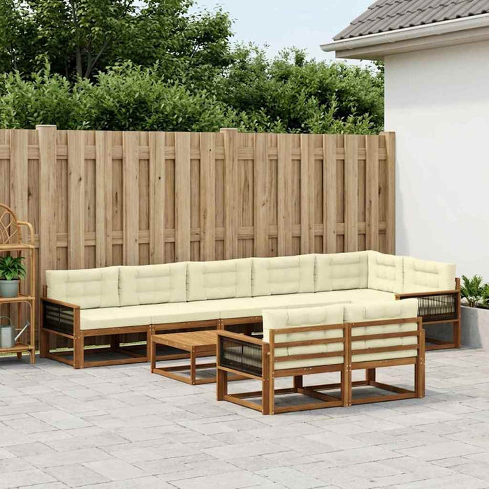 Set de canapele de exterior cu pernă 9 pcs Natural și Crem WALTI