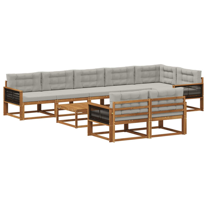 Set de canapele de exterior 9 pcs Natural și Gri deschis WALTI