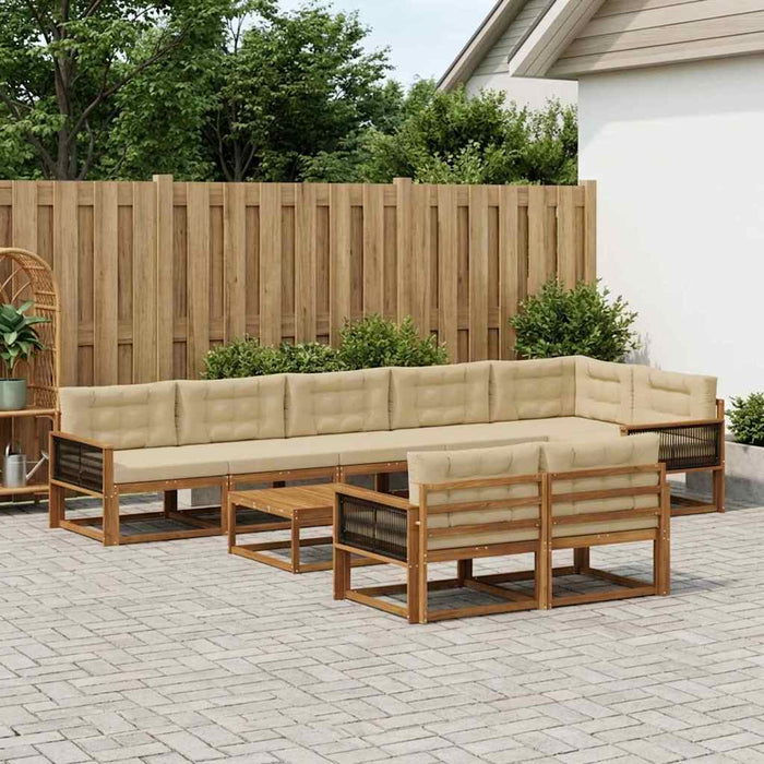 Set de canapele de exterior cu pernă 9 pcs Natural și Bej WALTI