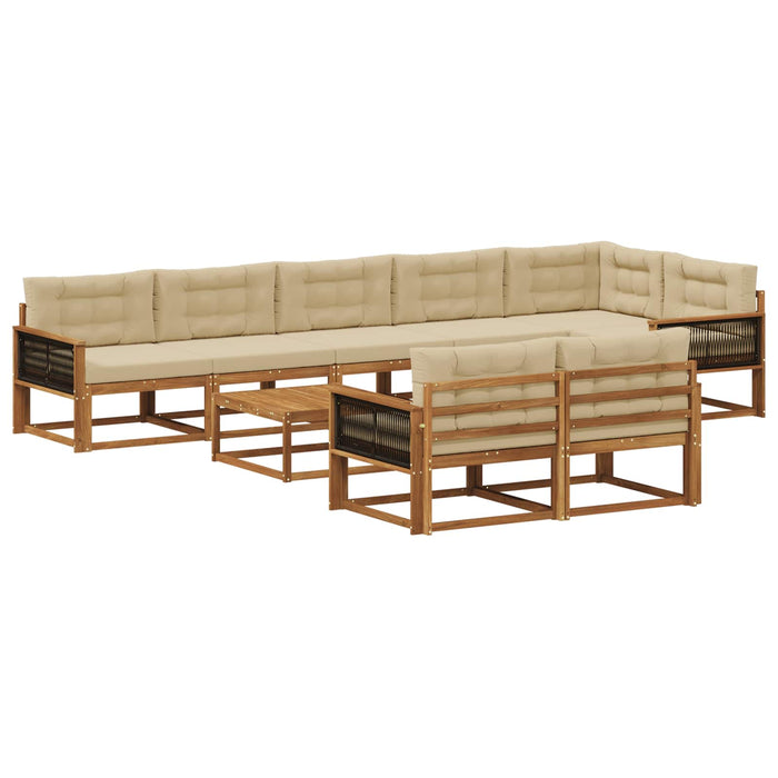 Set de canapele de exterior cu pernă 9 pcs Natural și Bej WALTI