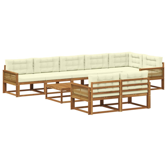 Set de canapele de exterior cu pernă 9 pcs Natural și Crem WALTI