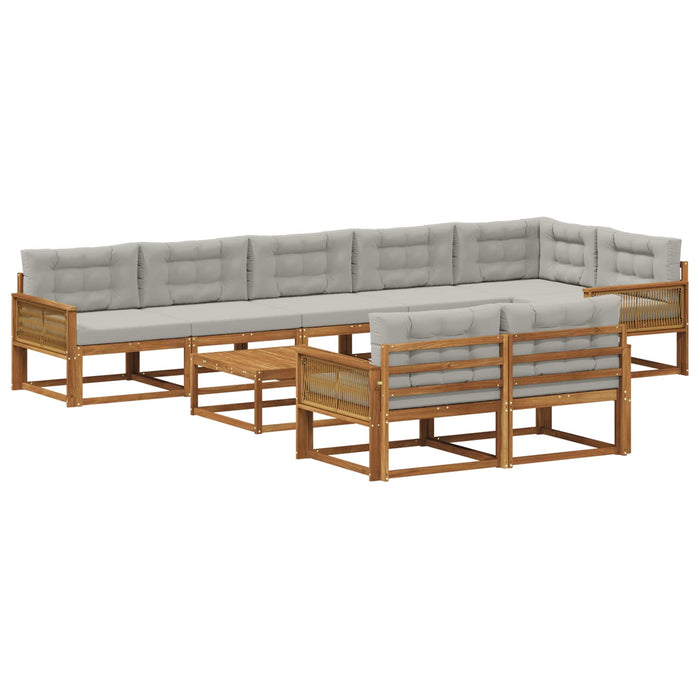 Set de canapele de exterior 9 pcs Natural și Gri deschis WALTI
