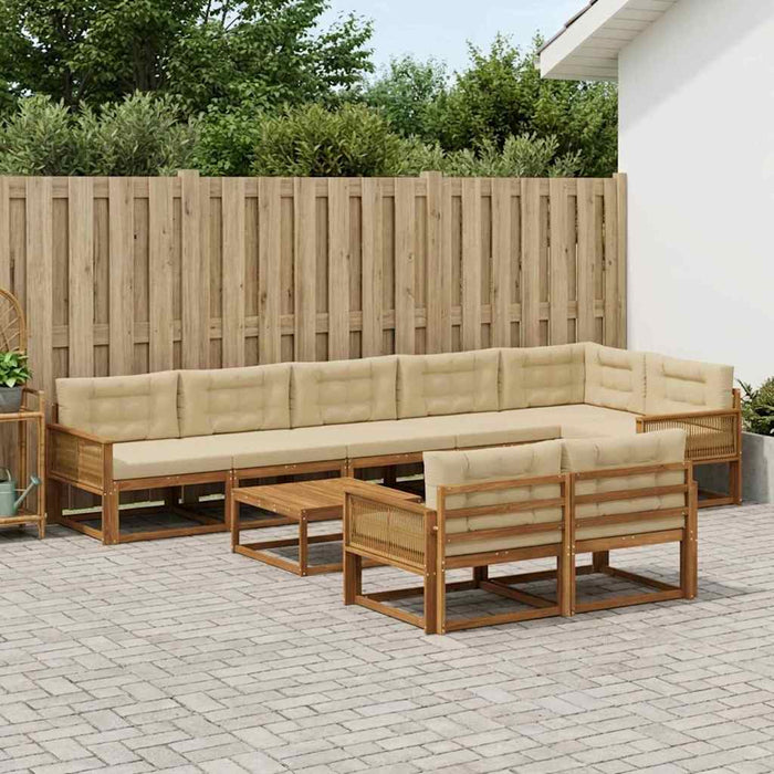Set de canapele de exterior cu pernă 9 pcs Natural și Bej WALTI