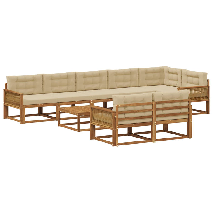 Set de canapele de exterior cu pernă 9 pcs Natural și Bej WALTI