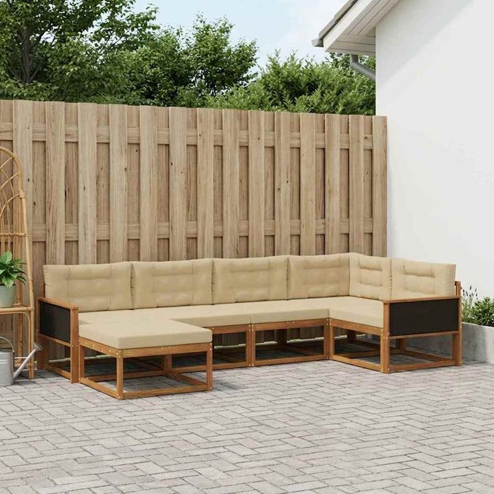 Set de canapele de exterior cu pernă 6 pcs Natural și Bej WALTI