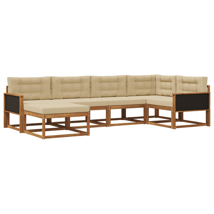 Set de canapele de exterior cu pernă 6 pcs Natural și Bej WALTI