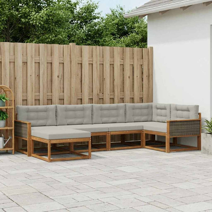 Set de canapele de exterior 6 pcs Natural și Gri deschis WALTI