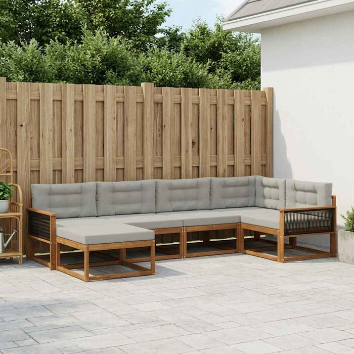 Set de canapele de exterior 6 pcs Natural și Gri deschis WALTI
