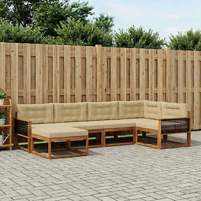 Set de canapele de exterior cu pernă 6 pcs Natural și Bej WALTI