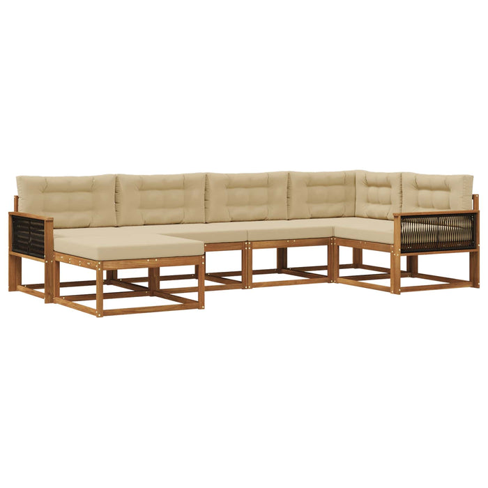 Set de canapele de exterior cu pernă 6 pcs Natural și Bej WALTI