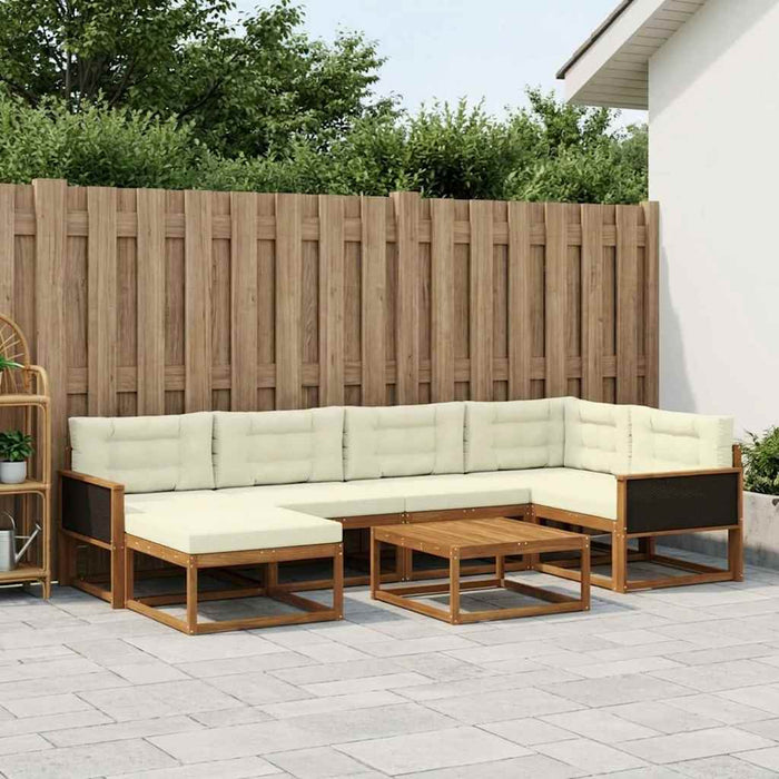 Set de canapele de exterior cu pernă 7 pcs Natural și Crem WALTI
