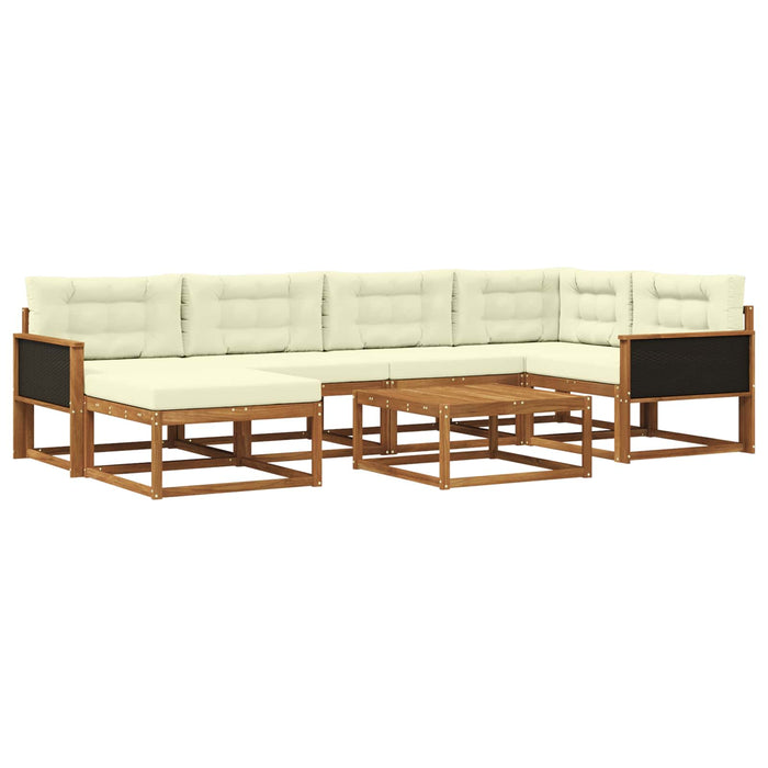 Set de canapele de exterior cu pernă 7 pcs Natural și Crem WALTI