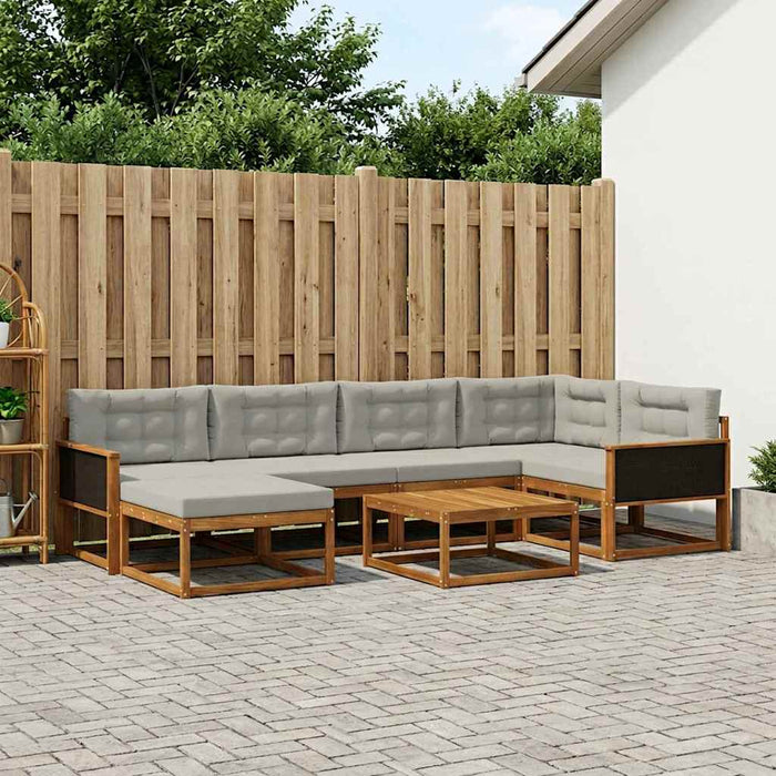 Set de canapele de exterior 7 pcs Natural și gri deschis WALTI