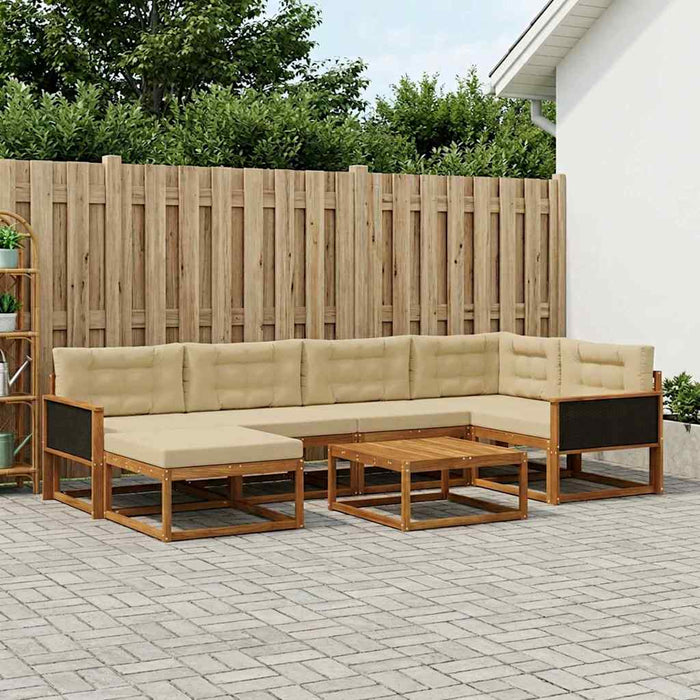 Set de canapele de exterior cu pernă 7 pcs Natural și Bej WALTI