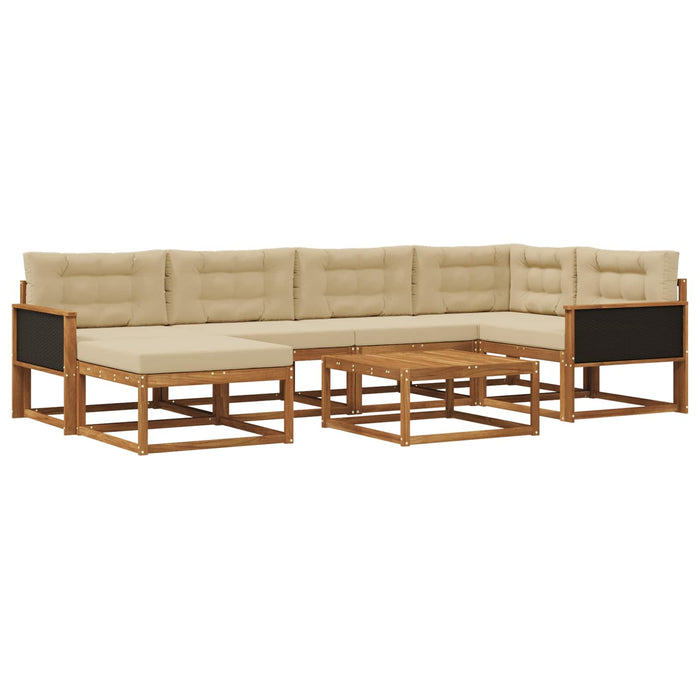 Set de canapele de exterior cu pernă 7 pcs Natural și Bej WALTI