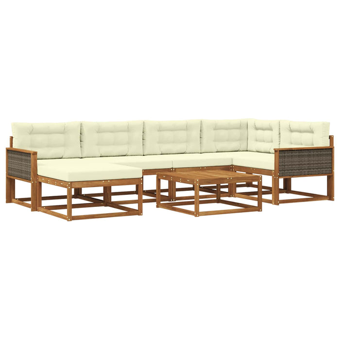 Set de canapele de exterior cu pernă 7 pcs Natural și Crem WALTI