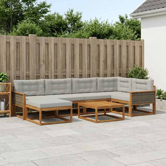 Set de canapele de exterior 7 pcs Natural și gri deschis WALTI