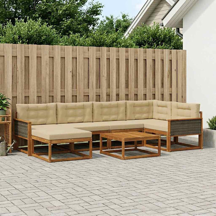 Set de canapele de exterior cu pernă 7 pcs Natural și Bej WALTI