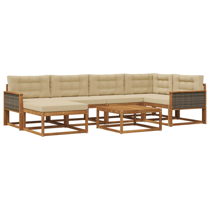 Set de canapele de exterior cu pernă 7 pcs Natural și Bej WALTI