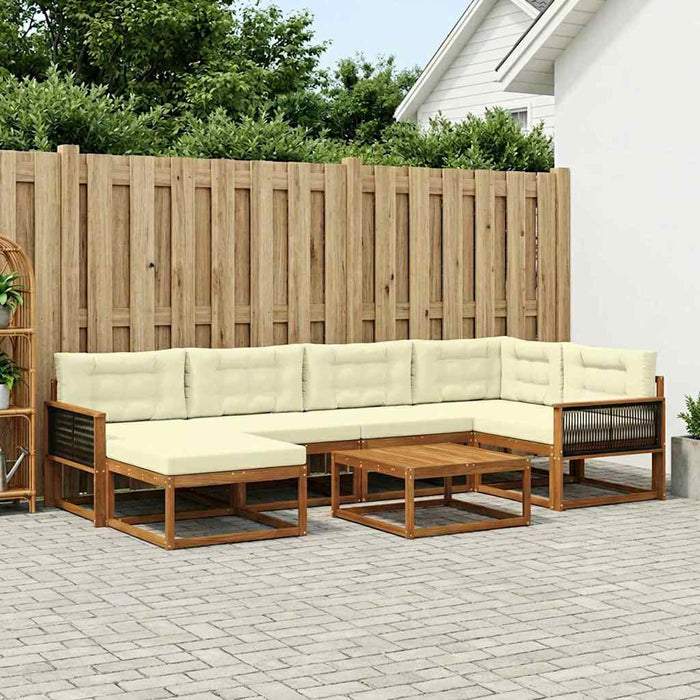 Set de canapele de exterior cu pernă 7 pcs Natural și Crem WALTI
