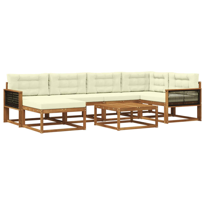 Set de canapele de exterior cu pernă 7 pcs Natural și Crem WALTI