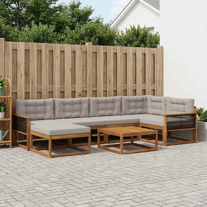 Set de canapele de exterior 7 pcs Natural și gri deschis WALTI