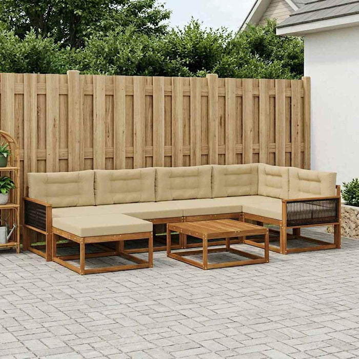 Set de canapele de exterior cu pernă 7 pcs Natural și Bej WALTI
