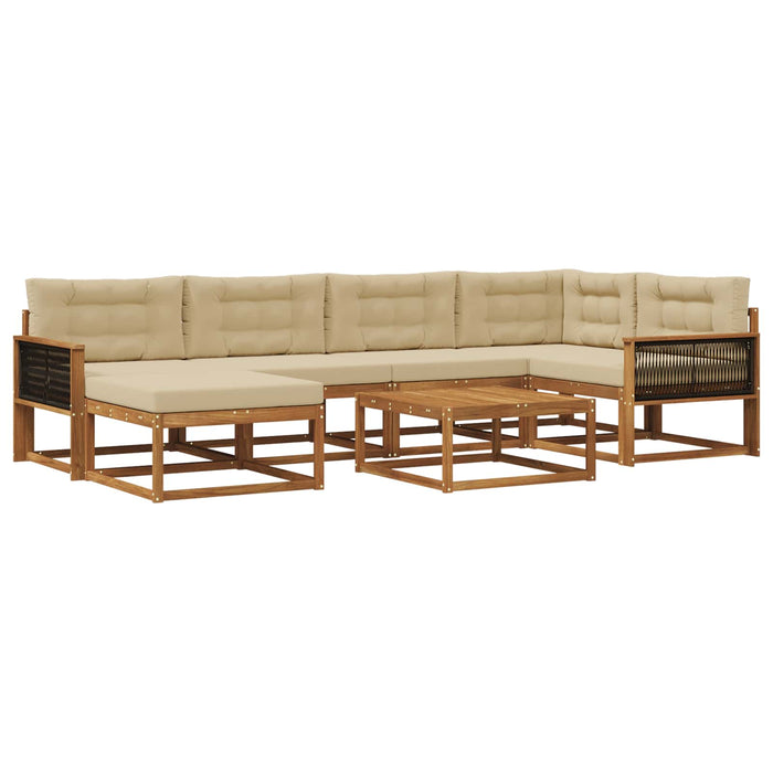 Set de canapele de exterior cu pernă 7 pcs Natural și Bej WALTI