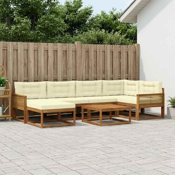 Set de canapele de exterior cu pernă 7 pcs Natural și Crem WALTI