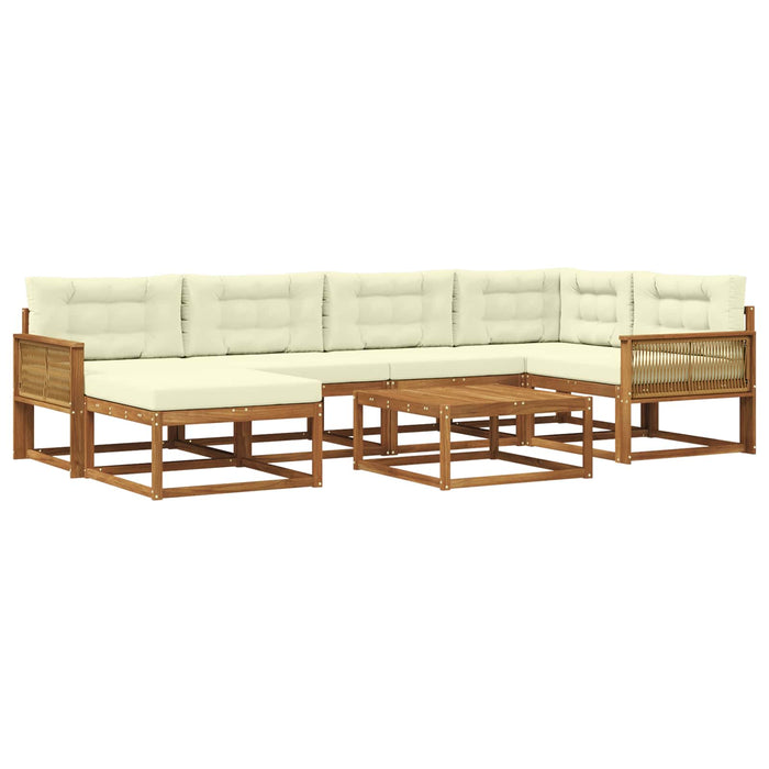 Set de canapele de exterior cu pernă 7 pcs Natural și Crem WALTI