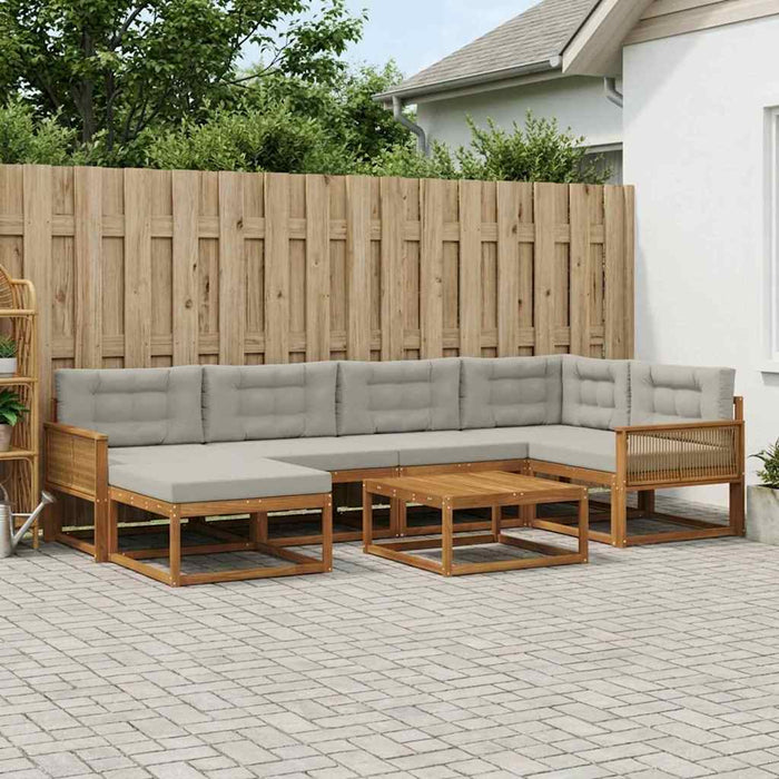 Set de canapele de exterior 7 pcs Natural și gri deschis WALTI