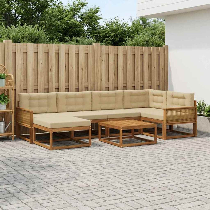 Set de canapele de exterior cu pernă 7 pcs Natural și Bej WALTI