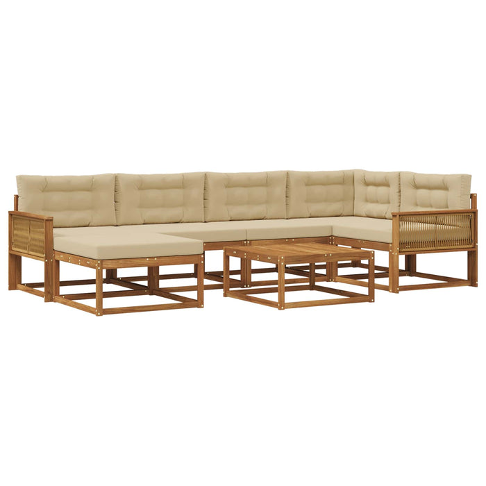 Set de canapele de exterior cu pernă 7 pcs Natural și Bej WALTI